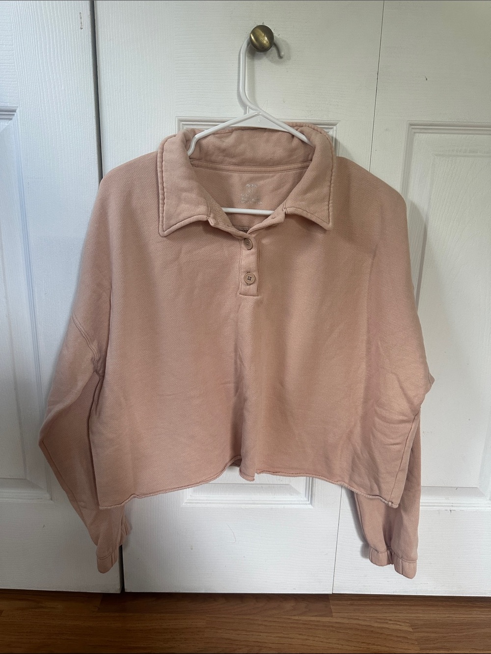 aerie Blush Polo-Collar Cropped Sweater